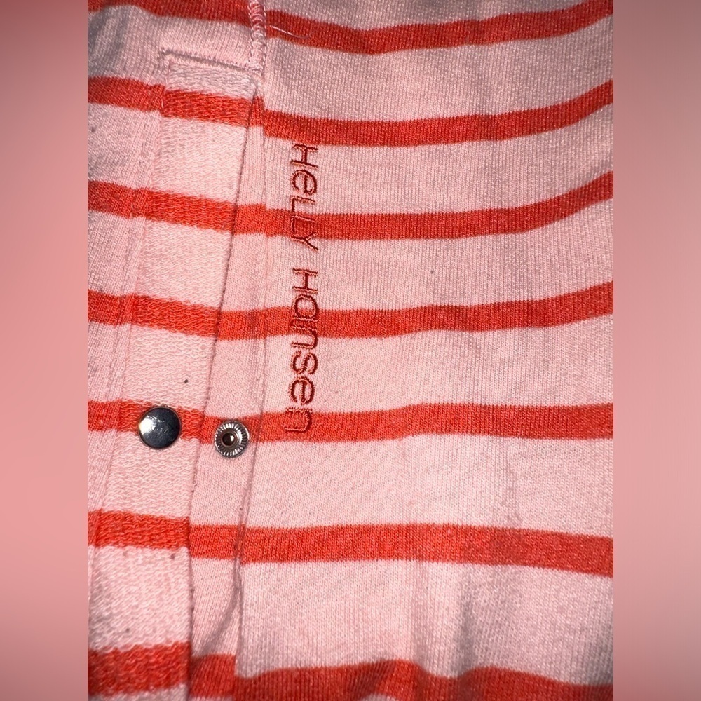 Helly Hansen Orange & Pink Striped Full-Zip Jacket L | High Neck | Cotton Blend - Picture 12 of 14